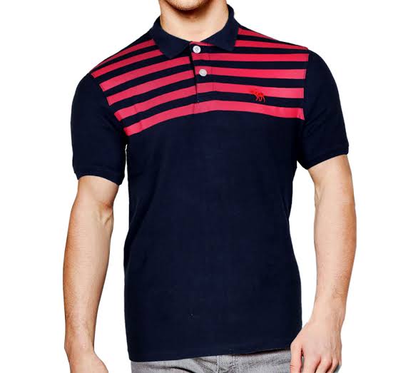 Black and Red Combination Half Sleeve Polo Shirt For Men