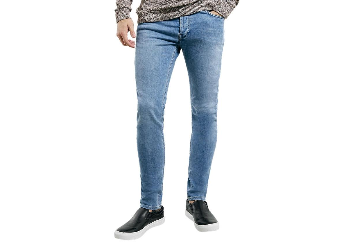 Ice Blue Skinny Denim Jeans For Men