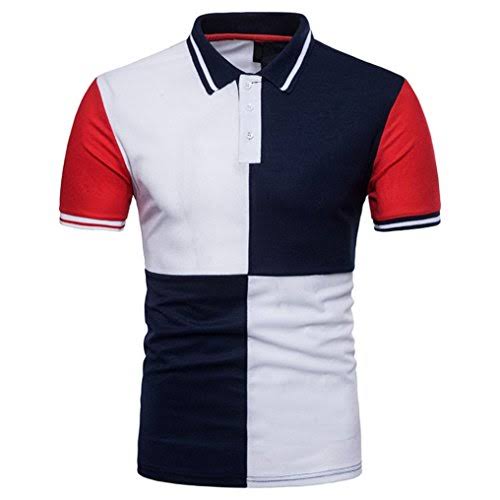 Multi Color Contrast Casual Half Sleeve Polo T-shirt For Men