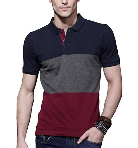 Multi Color Stripe Half Sleeve Polo T-shirts For Men