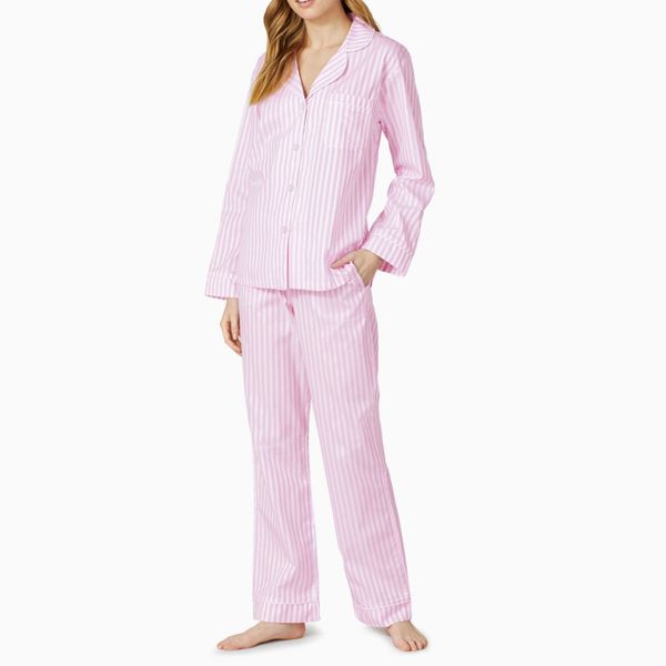 Light Pink Color Stripe Night Suits for Women